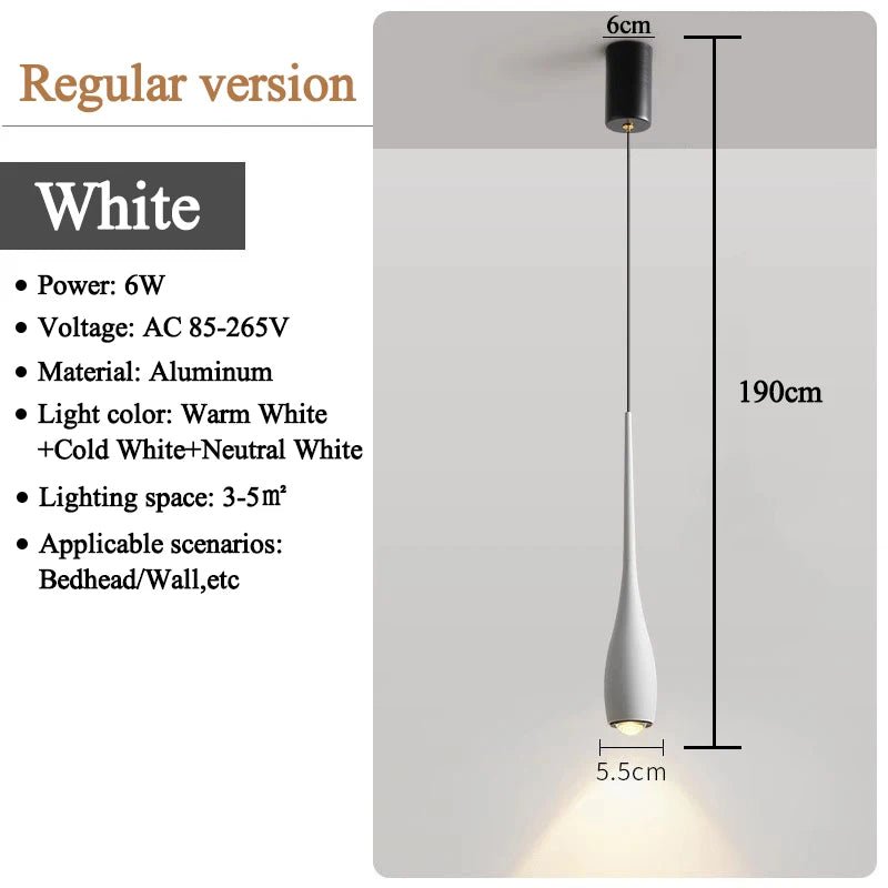 MARPOU LED Pendant Light 6W Adjustable Height Touch Switch Modern Minimalist Creative Design Chandelier for Bedroom Bedside Bar - Smoothy Home