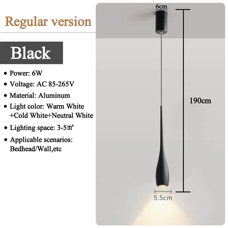MARPOU LED Pendant Light 6W Adjustable Height Touch Switch Modern Minimalist Creative Design Chandelier for Bedroom Bedside Bar - Smoothy Home