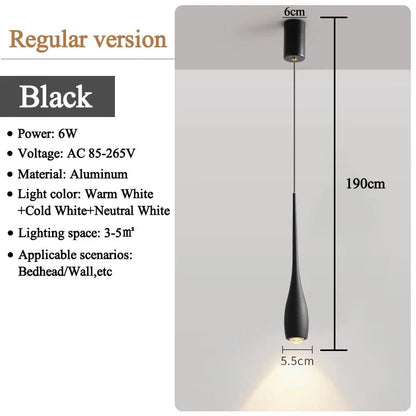 MARPOU LED Pendant Light 6W Adjustable Height Touch Switch Modern Minimalist Creative Design Chandelier for Bedroom Bedside Bar - Smoothy Home