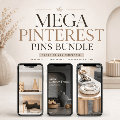 Mega Pinterest Pins Bundle | Home Decor & Interior Design Pins | Canva Editable Templates for Creators - Smoothy Home