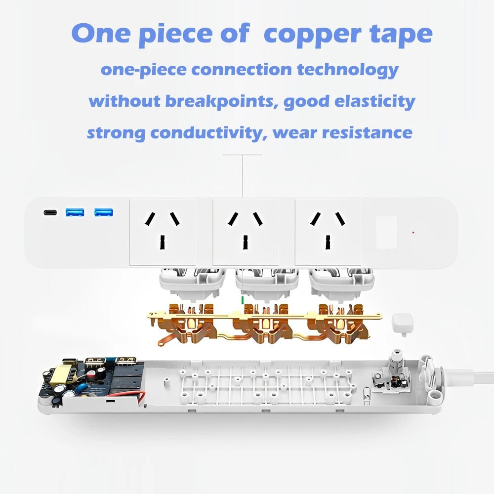 Melery WIFI Tuya App Israeli Plug Smart Power Strip Type-C Powers Board Remote Control Works With Google Home Alexa USB Charging - Smoothy Home