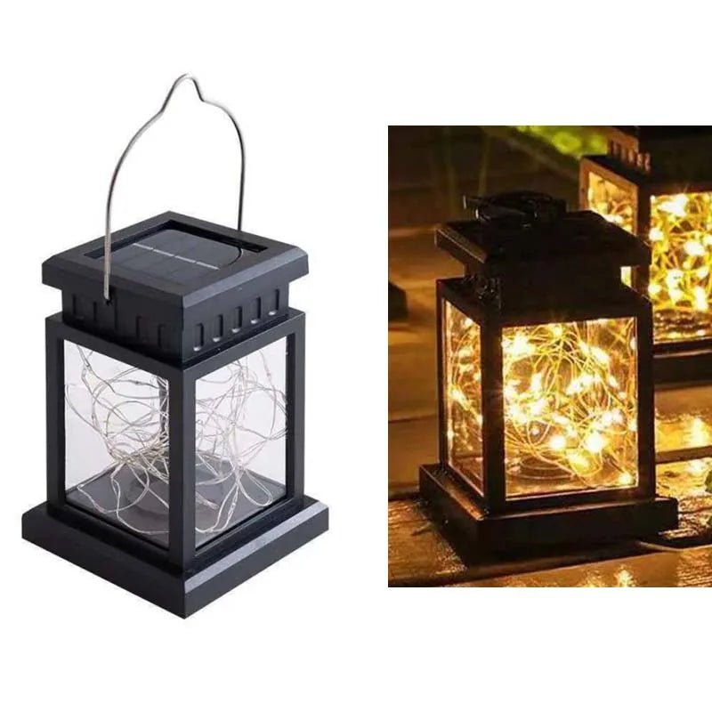 Metallic Solar Lantern Hanging LED Garden Lights Christmas Night Light for Outdoor Patio Lawn Backyard Courtyard Tabletop Decor - Smoothy Home