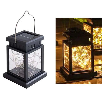 Metallic Solar Lantern Hanging LED Garden Lights Christmas Night Light for Outdoor Patio Lawn Backyard Courtyard Tabletop Decor - Smoothy Home