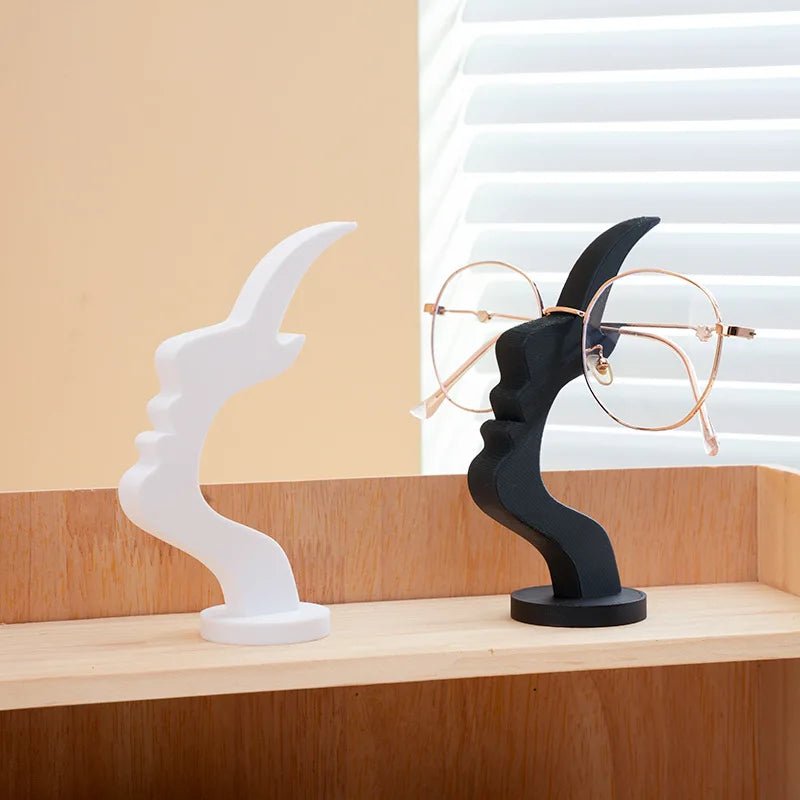 Minimalist Face Statue Eyewear Stand Set of 2 Modern Art Spectacle Display Holder Housewarming Gift for Men Women Desk Decor - Smoothy Home