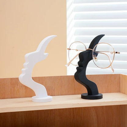 Minimalist Face Statue Eyewear Stand Set of 2 Modern Art Spectacle Display Holder Housewarming Gift for Men Women Desk Decor - Smoothy Home