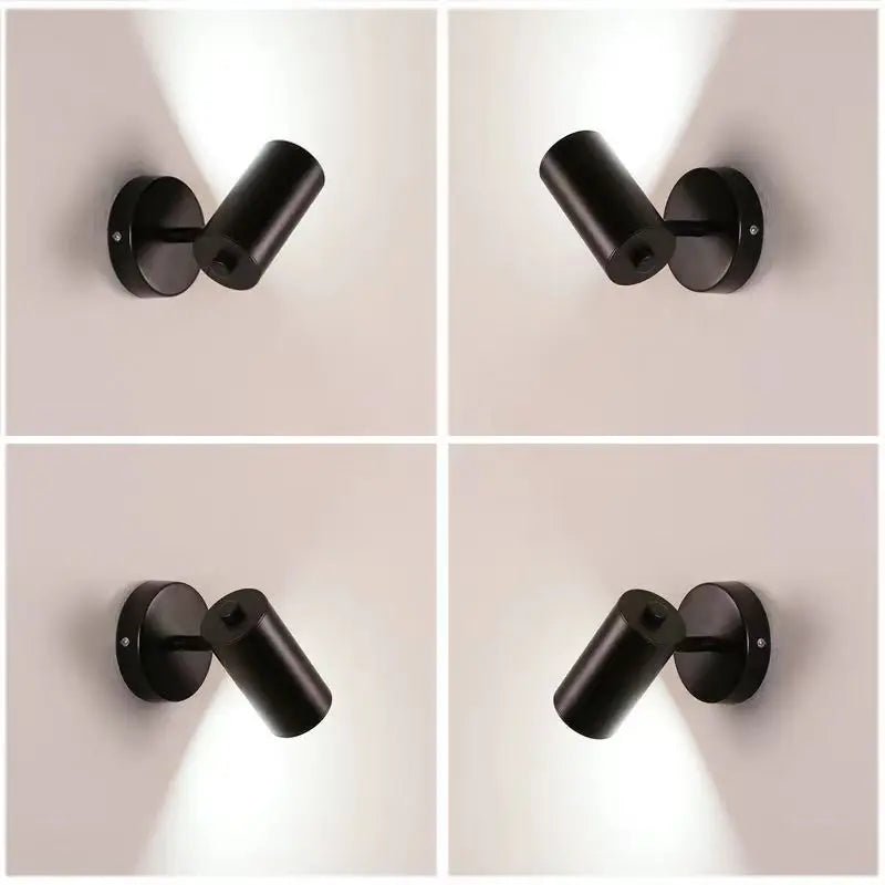 Modern Art Exhibition Small Spot Wall Lamp Cylinder Metal Body Rotatable Hotel Bedside Sconce Light Bedroom Decor Reading Lustre - Smoothy Home