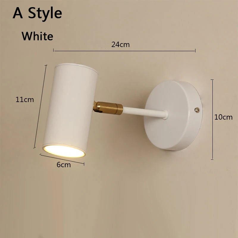 Modern Art Exhibition Small Spot Wall Lamp Cylinder Metal Body Rotatable Hotel Bedside Sconce Light Bedroom Decor Reading Lustre - Smoothy Home