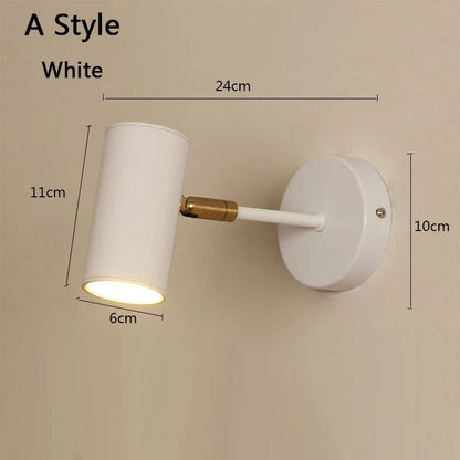 Modern Art Exhibition Small Spot Wall Lamp Cylinder Metal Body Rotatable Hotel Bedside Sconce Light Bedroom Decor Reading Lustre - Smoothy Home