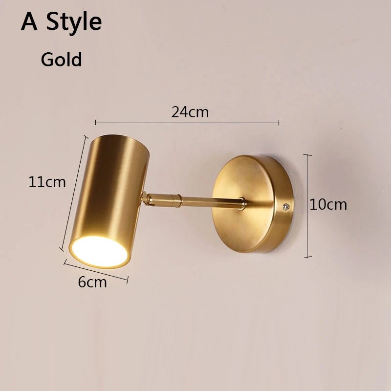 Modern Art Exhibition Small Spot Wall Lamp Cylinder Metal Body Rotatable Hotel Bedside Sconce Light Bedroom Decor Reading Lustre - Smoothy Home