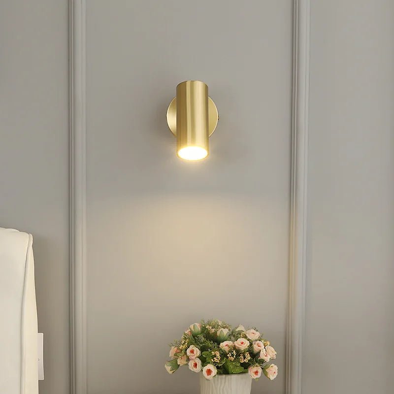 Modern Art Exhibition Small Spot Wall Lamp Cylinder Metal Body Rotatable Hotel Bedside Sconce Light Bedroom Decor Reading Lustre - Smoothy Home