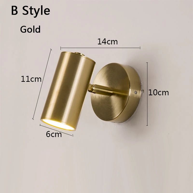 Modern Art Exhibition Small Spot Wall Lamp Cylinder Metal Body Rotatable Hotel Bedside Sconce Light Bedroom Decor Reading Lustre - Smoothy Home