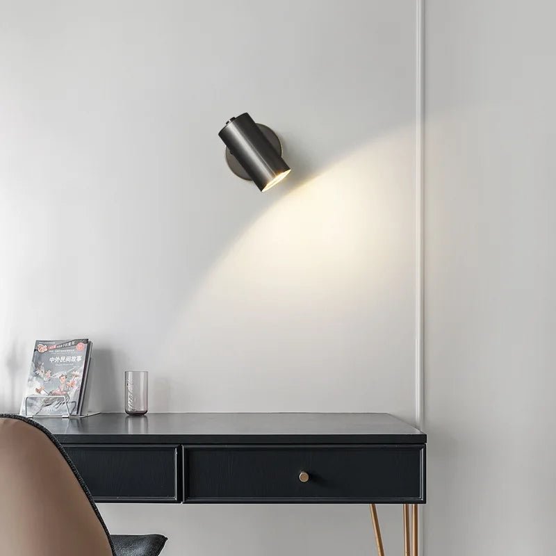 Modern Art Exhibition Small Spot Wall Lamp Cylinder Metal Body Rotatable Hotel Bedside Sconce Light Bedroom Decor Reading Lustre - Smoothy Home