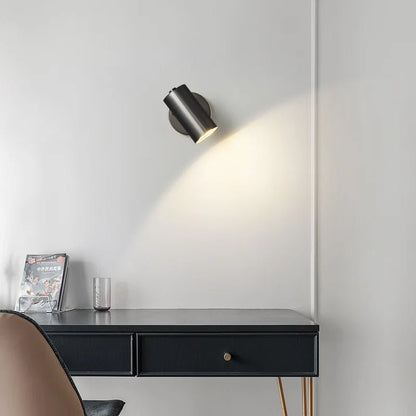 Modern Art Exhibition Small Spot Wall Lamp Cylinder Metal Body Rotatable Hotel Bedside Sconce Light Bedroom Decor Reading Lustre - Smoothy Home