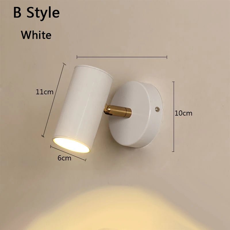 Modern Art Exhibition Small Spot Wall Lamp Cylinder Metal Body Rotatable Hotel Bedside Sconce Light Bedroom Decor Reading Lustre - Smoothy Home
