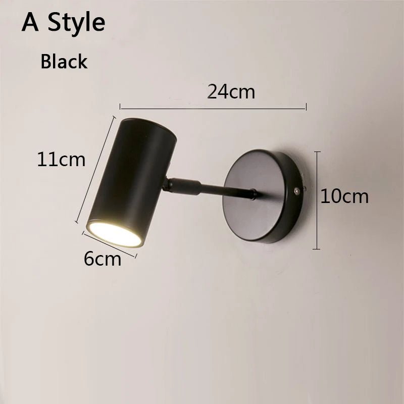 Modern Art Exhibition Small Spot Wall Lamp Cylinder Metal Body Rotatable Hotel Bedside Sconce Light Bedroom Decor Reading Lustre - Smoothy Home