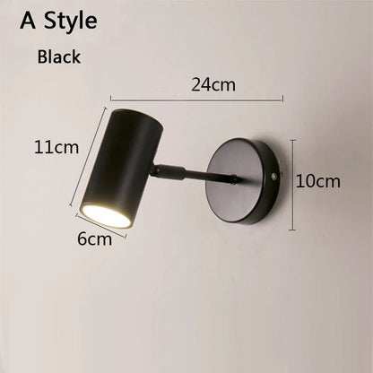 Modern Art Exhibition Small Spot Wall Lamp Cylinder Metal Body Rotatable Hotel Bedside Sconce Light Bedroom Decor Reading Lustre - Smoothy Home