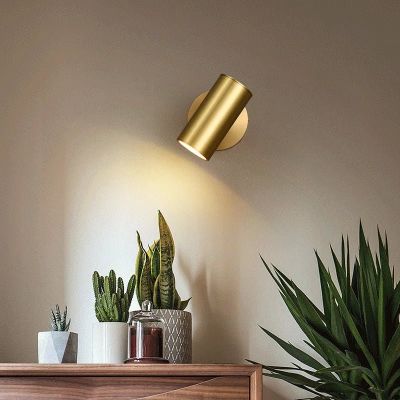 Modern Art Exhibition Small Spot Wall Lamp Cylinder Metal Body Rotatable Hotel Bedside Sconce Light Bedroom Decor Reading Lustre - Smoothy Home