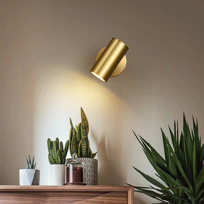 Modern Art Exhibition Small Spot Wall Lamp Cylinder Metal Body Rotatable Hotel Bedside Sconce Light Bedroom Decor Reading Lustre - Smoothy Home