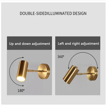 Modern Art Exhibition Small Spot Wall Lamp Cylinder Metal Body Rotatable Hotel Bedside Sconce Light Bedroom Decor Reading Lustre - Smoothy Home
