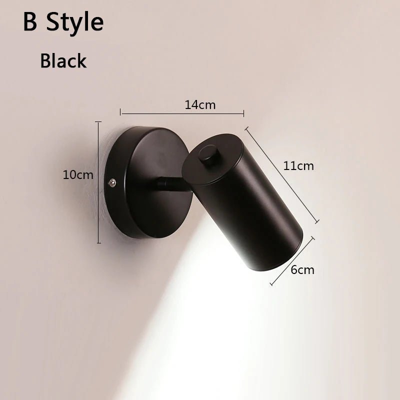 Modern Art Exhibition Small Spot Wall Lamp Cylinder Metal Body Rotatable Hotel Bedside Sconce Light Bedroom Decor Reading Lustre - Smoothy Home