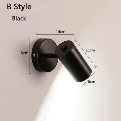 Modern Art Exhibition Small Spot Wall Lamp Cylinder Metal Body Rotatable Hotel Bedside Sconce Light Bedroom Decor Reading Lustre - Smoothy Home
