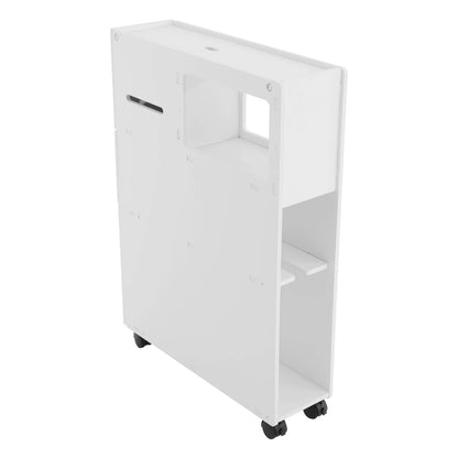 Modern Bathroom Storage Cabinet PVC Narrow Floor Storage Cabinet Floor Standing Storage Cabinet with Drawers Capacity 50kg White - Smoothy Home