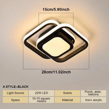 Modern LED Ceiling Lights Square Aisle Lamps Small Corridor Ceiling Fixtures for Hallway Kitchen Bedroom Stair Living Room Study - Smoothy Home