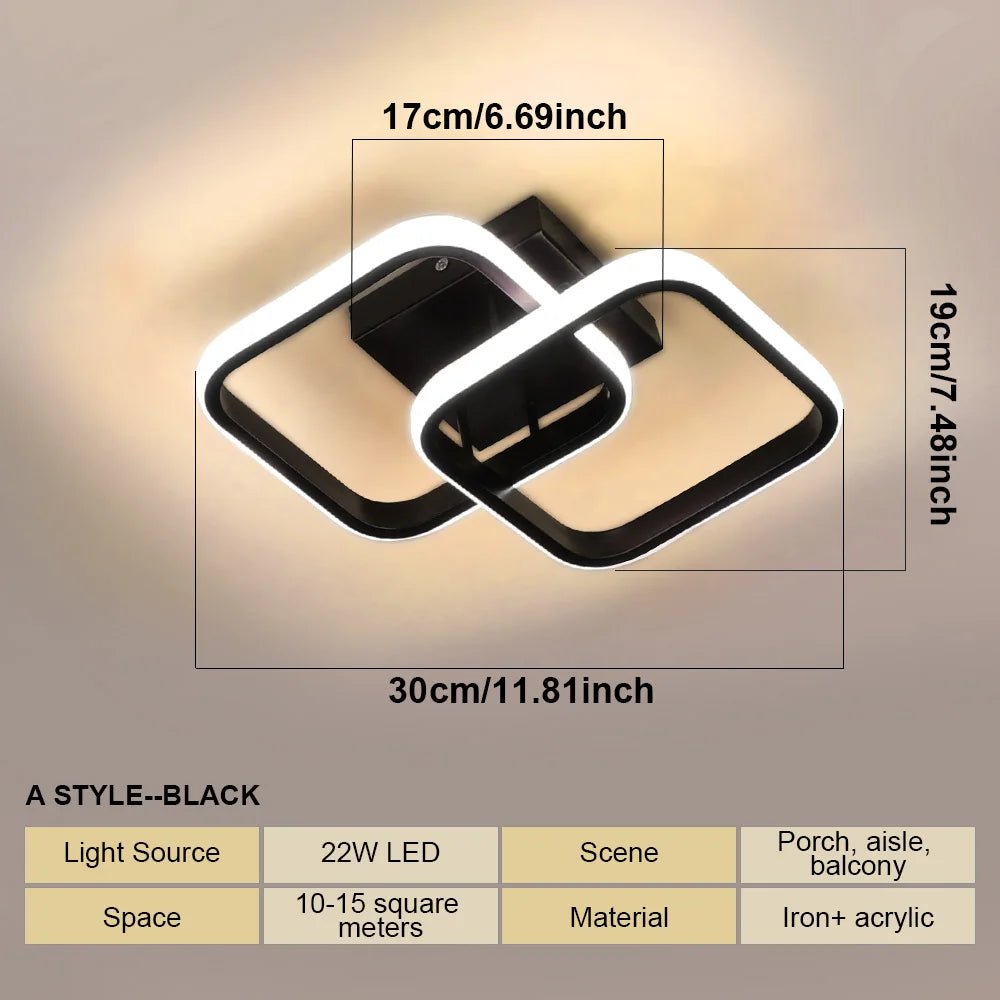 Modern LED Ceiling Lights Square Aisle Lamps Small Corridor Ceiling Fixtures for Hallway Kitchen Bedroom Stair Living Room Study - Smoothy Home