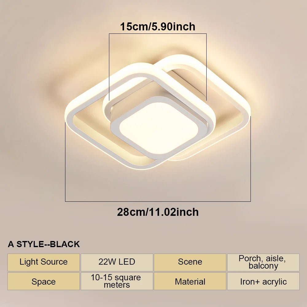 Modern LED Ceiling Lights Square Aisle Lamps Small Corridor Ceiling Fixtures for Hallway Kitchen Bedroom Stair Living Room Study - Smoothy Home