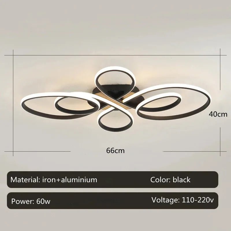 Modern Living Room Ceiling Lights Black/White Remote Control LED Low Floor Lighting Fixture Smart Dining Room led Ceiling Lamps - Smoothy Home