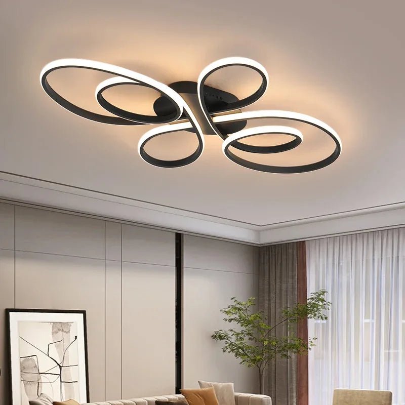 Modern Living Room Ceiling Lights Black/White Remote Control LED Low Floor Lighting Fixture Smart Dining Room led Ceiling Lamps - Smoothy Home