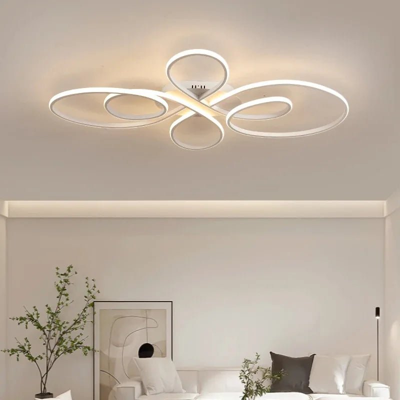 Modern Living Room Ceiling Lights Black/White Remote Control LED Low Floor Lighting Fixture Smart Dining Room led Ceiling Lamps - Smoothy Home