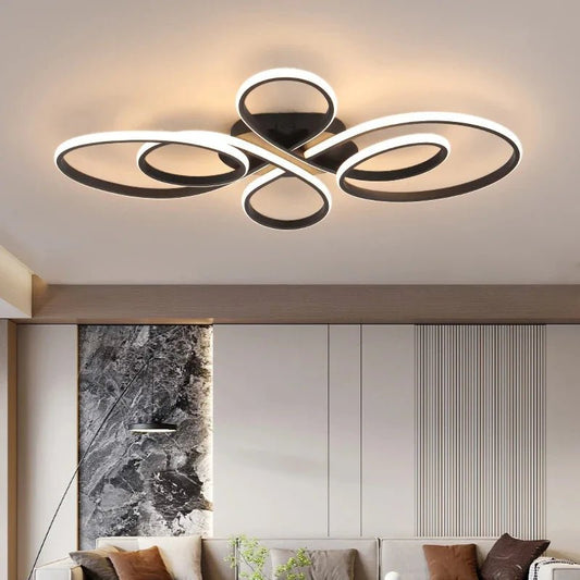 Modern Living Room Ceiling Lights Black/White Remote Control LED Low Floor Lighting Fixture Smart Dining Room led Ceiling Lamps - Smoothy Home