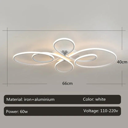 Modern Living Room Ceiling Lights Black/White Remote Control LED Low Floor Lighting Fixture Smart Dining Room led Ceiling Lamps - Smoothy Home