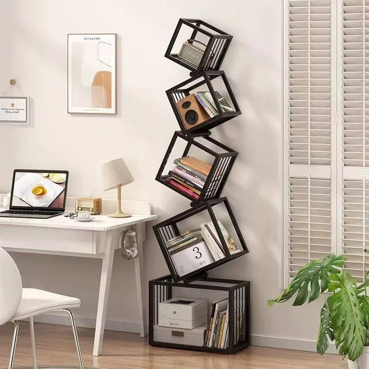 Modern Living Room Decor Iron Art Shelf Office Study Bookcase Multi-layer Storage Rack for Organizing Books And Decorations - Smoothy Home
