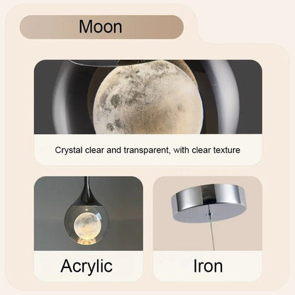 Modern Luxury Pendant Light Creative Moon Restaurant Ceiling Lamp Indoor Decoration Lighting Fixtures Living Bar Counter - Smoothy Home