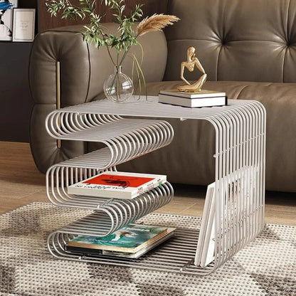 Modern Minimalist Metal Shelf - Versatile Wall/Floor Organizer for Coffee Table, Sofa Side, or Bedside Storage - Smoothy Home