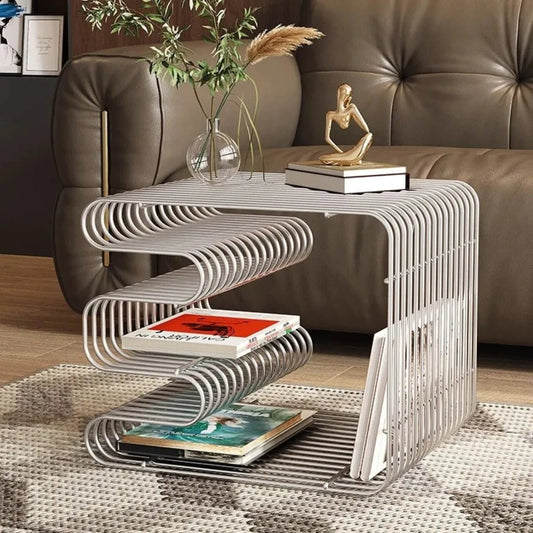 Modern Minimalist Metal Shelf - Versatile Wall/Floor Organizer for Coffee Table, Sofa Side, or Bedside Storage - Smoothy Home