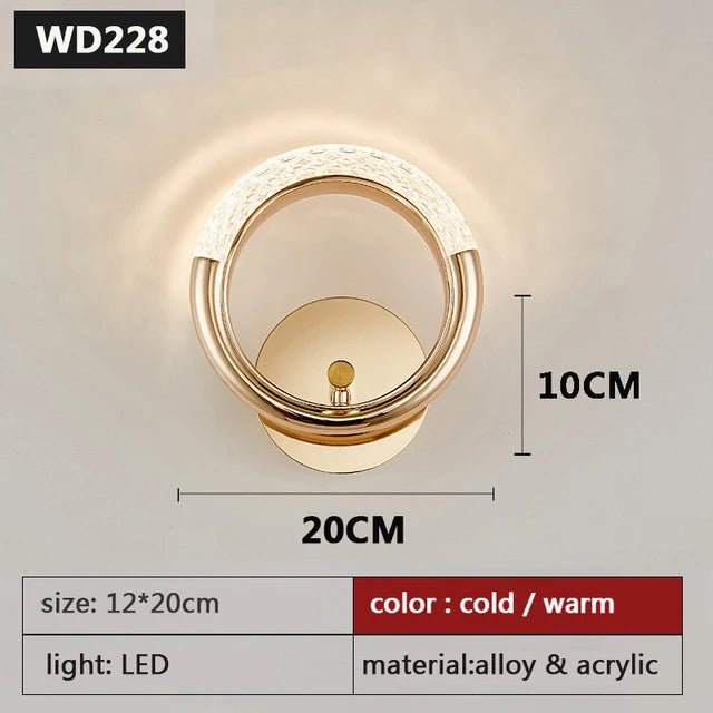Modern Nordic Luxury Decor Wall Lamp Iron Base Acrylic Lampshade Exquisite Night Sconce Light LED Bedroom Decoration Wall Lustre - Smoothy Home