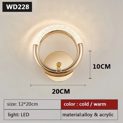 Modern Nordic Luxury Decor Wall Lamp Iron Base Acrylic Lampshade Exquisite Night Sconce Light LED Bedroom Decoration Wall Lustre - Smoothy Home