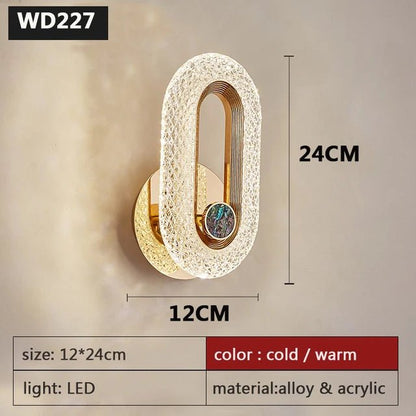Modern Nordic Luxury Decor Wall Lamp Iron Base Acrylic Lampshade Exquisite Night Sconce Light LED Bedroom Decoration Wall Lustre - Smoothy Home