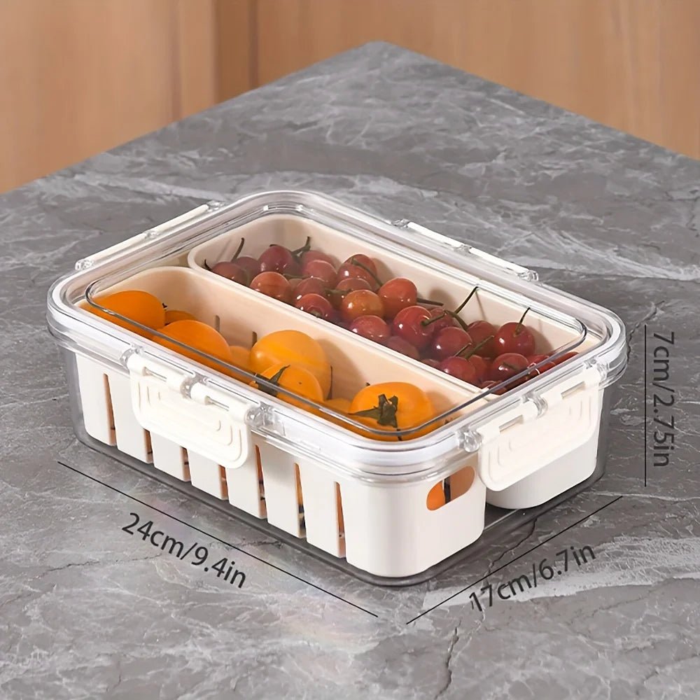 Modern plastic snack tray with lid and handles - Portable 2/4 compartment food storage box with window lid for travel - Smoothy Home
