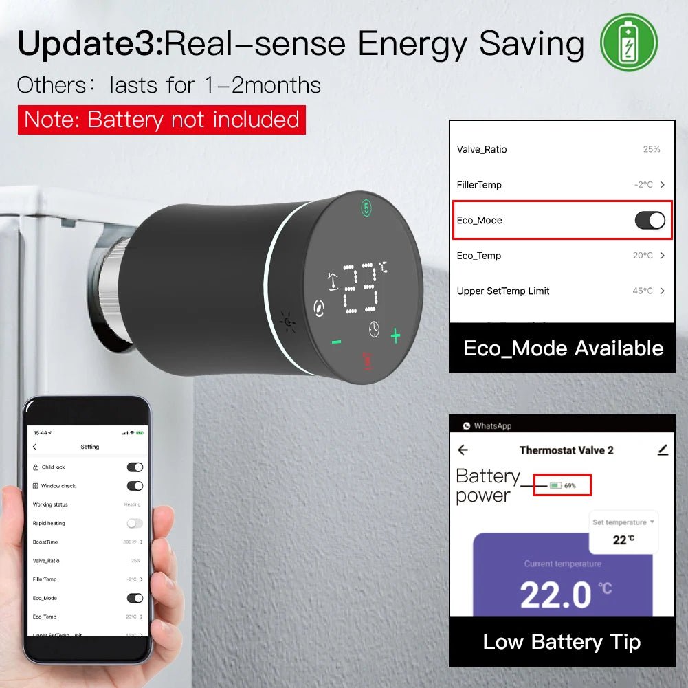 MOES TRV ZigBee 3.0 Tuya New Radiator Actuator Valve Smart Programmable Thermostat Temperature Heater Alexa Voice Control - Smoothy Home