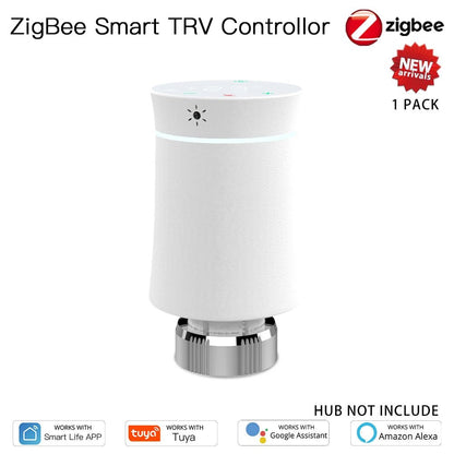 MOES TRV ZigBee 3.0 Tuya New Radiator Actuator Valve Smart Programmable Thermostat Temperature Heater Alexa Voice Control - Smoothy Home