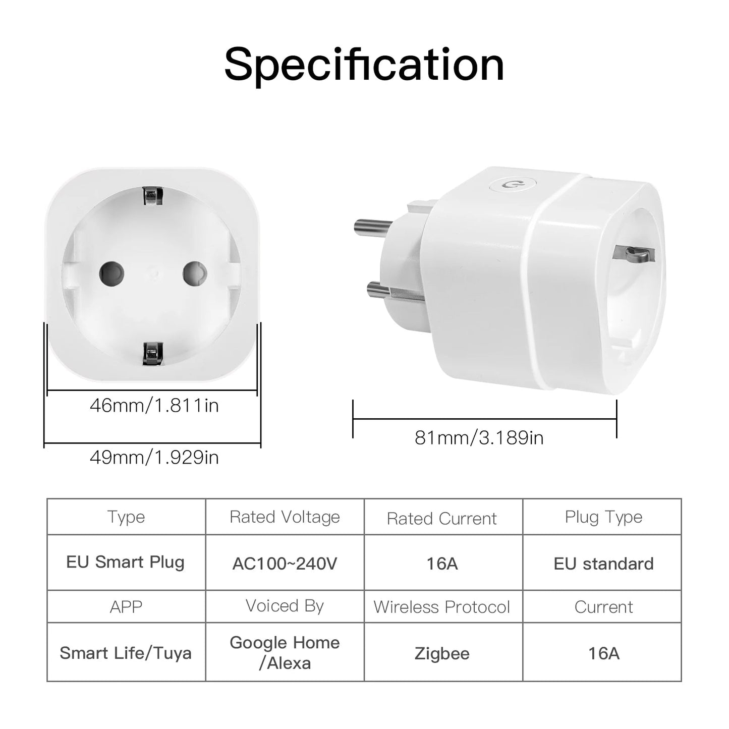 Moes ZigBee Tuya Socket Power Plug 16A Smart APP Wireless Socket Outlet Functional Energy Monitor Timer Alexa Google EU - Smoothy Home
