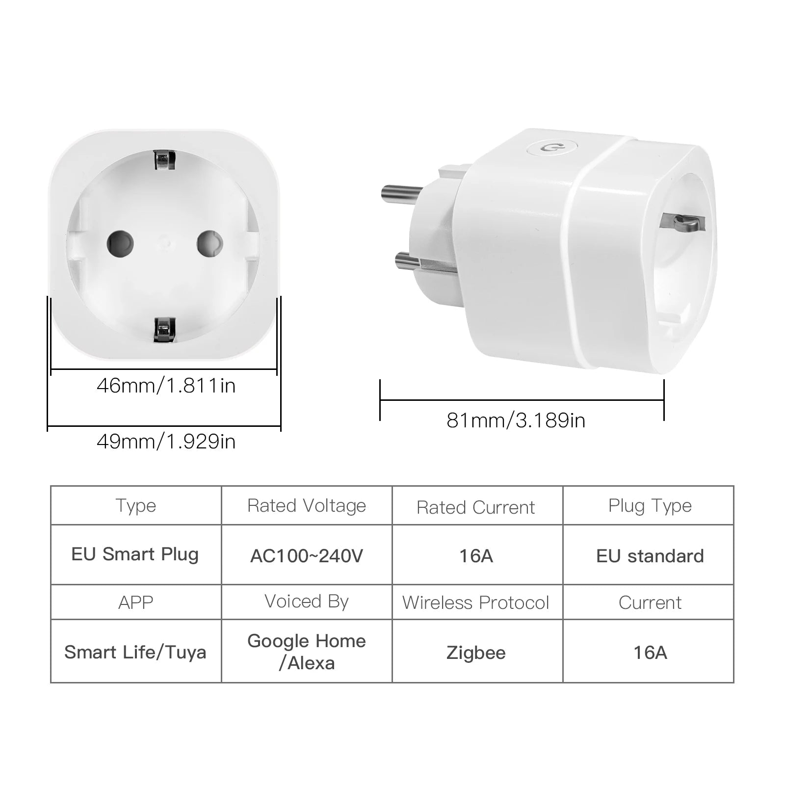Moes ZigBee Tuya Socket Power Plug 16A Smart APP Wireless Socket Outlet Functional Energy Monitor Timer Alexa Google EU - Smoothy Home