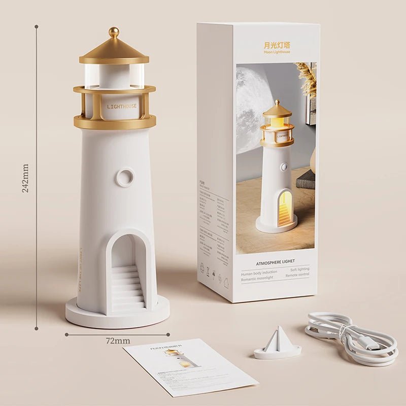 Moon Lamp Projection Lighthouse Lamps Night Light Remote Control Bluetooth Music Motion Sensor Ambient Lights Xmas Birthday Gift - Smoothy Home