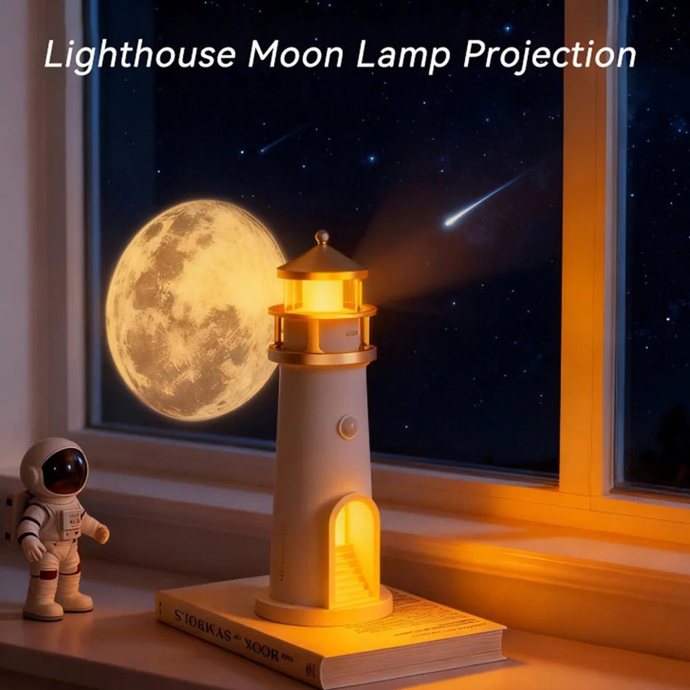 Moon Lamp Projection Lighthouse Lamps Night Light Remote Control Bluetooth Music Motion Sensor Ambient Lights Xmas Birthday Gift - Smoothy Home