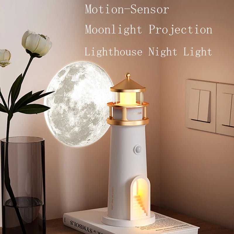 Moon Lamp Projection Lighthouse Lamps Night Light Remote Control Bluetooth Music Motion Sensor Ambient Lights Xmas Birthday Gift - Smoothy Home