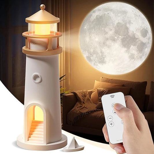 Moon Lamp Projection Lighthouse Lamps Night Light Remote Control Bluetooth Music Motion Sensor Ambient Lights Xmas Birthday Gift - Smoothy Home